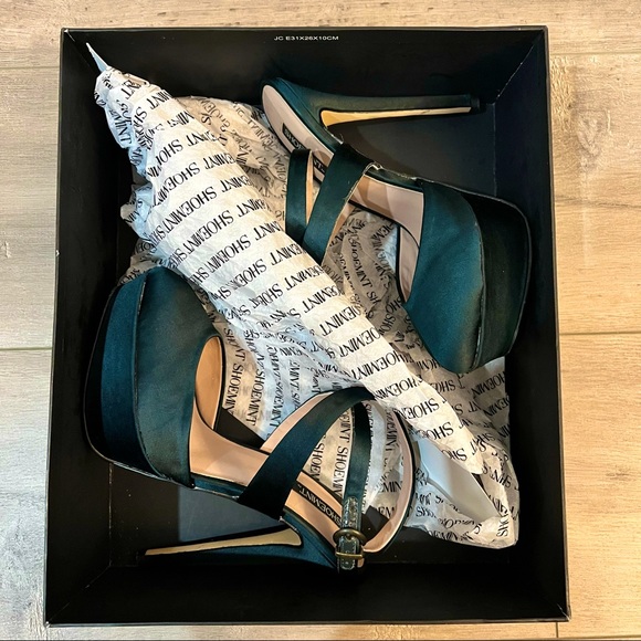 Shoemint Satin fabric Emerald Green Heels 6.5 - Picture 9 of 9